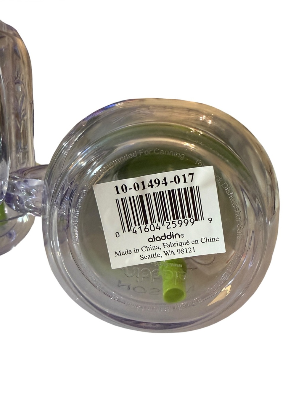 ONE Aladdin Classic Double-walled Mason Tumbler w/Lime Green Lid & Straw, 20 oz. - Picture 4 of 6